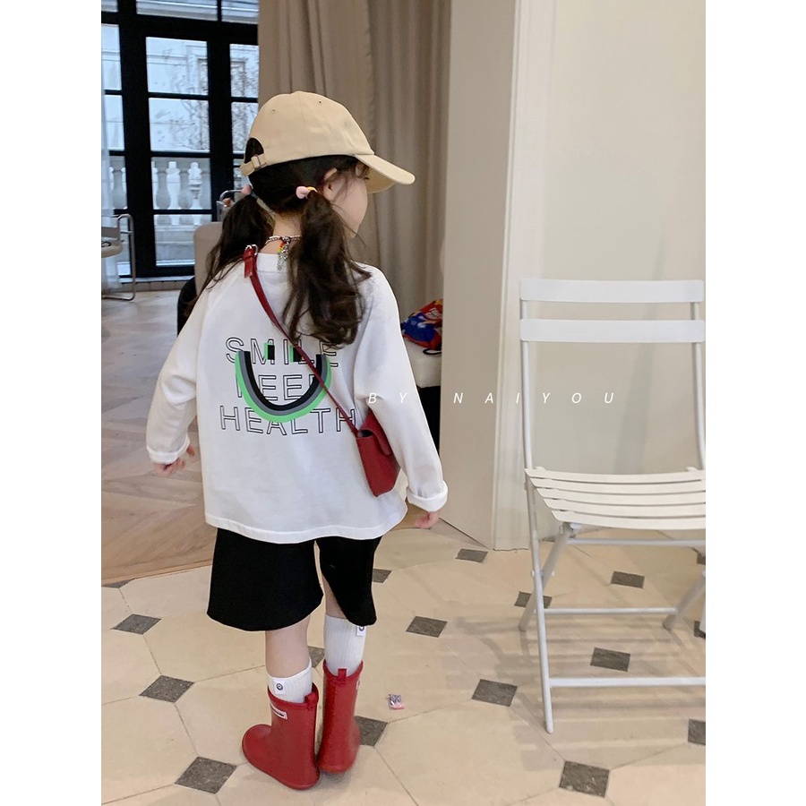 Áo Thun cotton Tay Dài Thời Trang Xuân Thu Cho Bé Gái