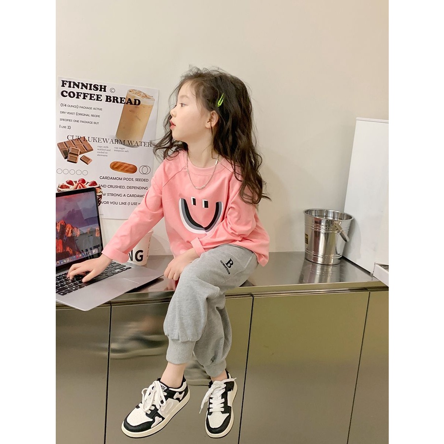 Áo Thun cotton Tay Dài Thời Trang Xuân Thu Cho Bé Gái