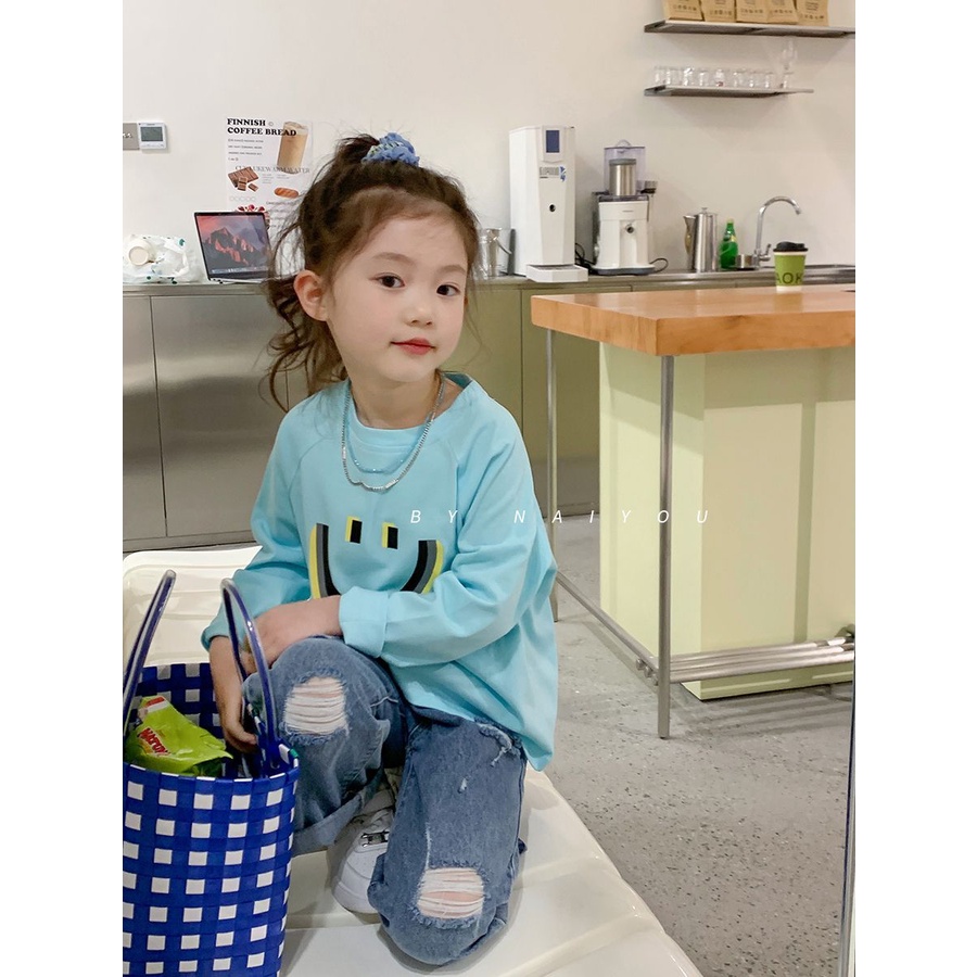 Áo Thun cotton Tay Dài Thời Trang Xuân Thu Cho Bé Gái