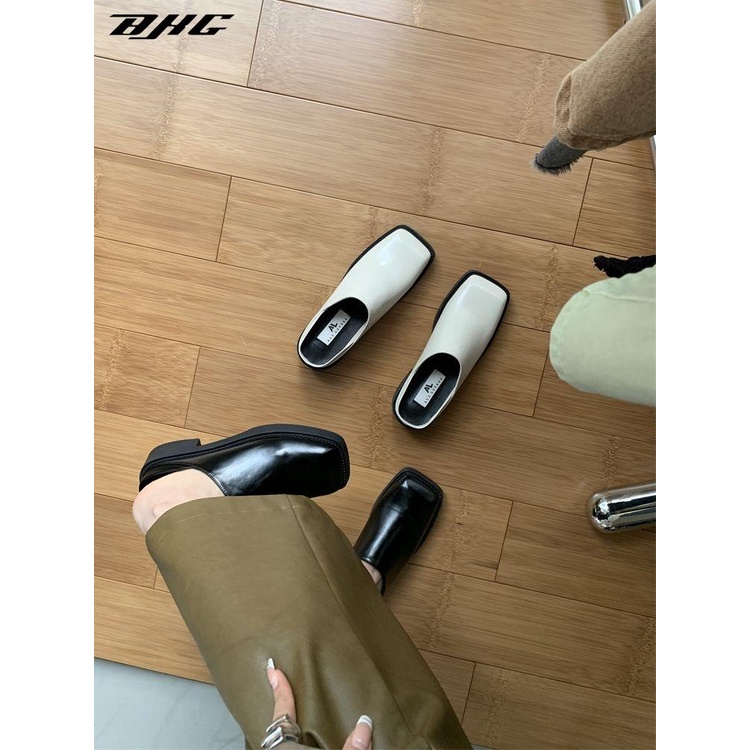 Dép Nữ Mũi Vuông Đế Dày Thời Trang Hàn Quốc Màu Đen