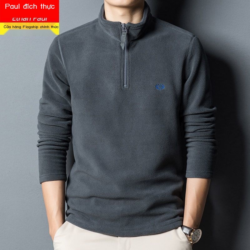 Áo Sweater Lông Cừu Cổ Cao Giữ Ấm Mùa Thu Phong Cách Mới Có Khóa Kéo Màu Trơn Hàng Có Sẵn  Cho Nam
