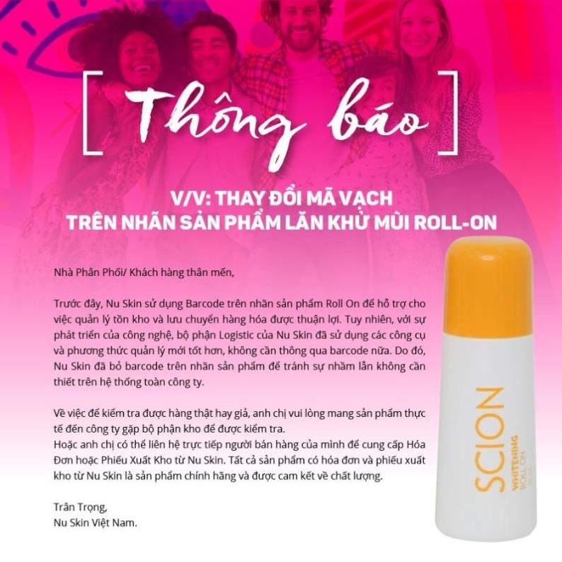 Lăn khử mùi Scion Nuskin 75ml ngăn mùi hôi nách không làm ố quần áo, làm sáng vùng da dưới cánh tay - HANA