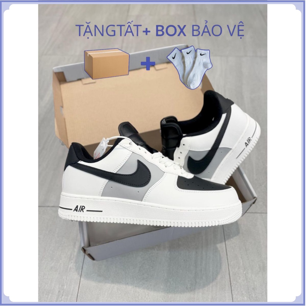 💖 𝑭𝑹𝑬𝑬𝑺𝑯𝑰𝑷 💖 Giày_Nike Air Force 1 Mũi Đen, Giày AF1 Cream And Black Đế Air Bản Chuẩn Nam Nữ Full Box Bill.