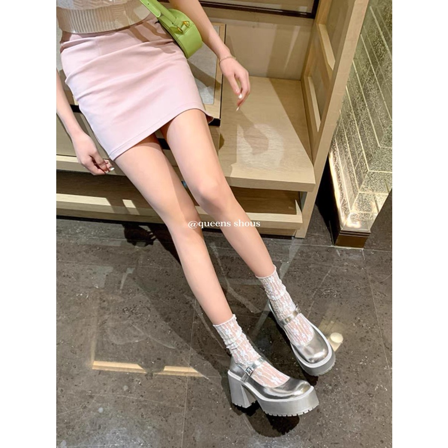 Mary jane Giày Da Cao Gót Đế Dày Thời Trang Anh Quốc Cho Nữ