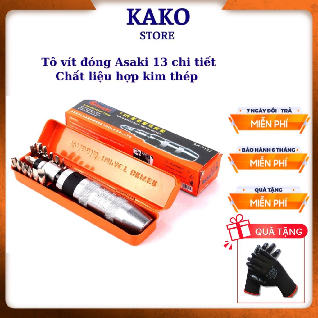 Bộ tô vít đóng 13 mũi cao cấp Asaki AK-7192, Kako Store