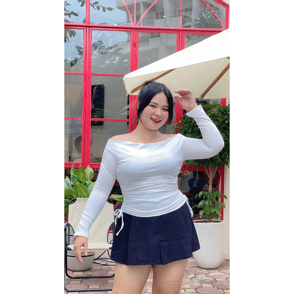 |KIM HOÀNG BIGSIZE| Áo thun dài tay vai kiểu dây rút 2 bên