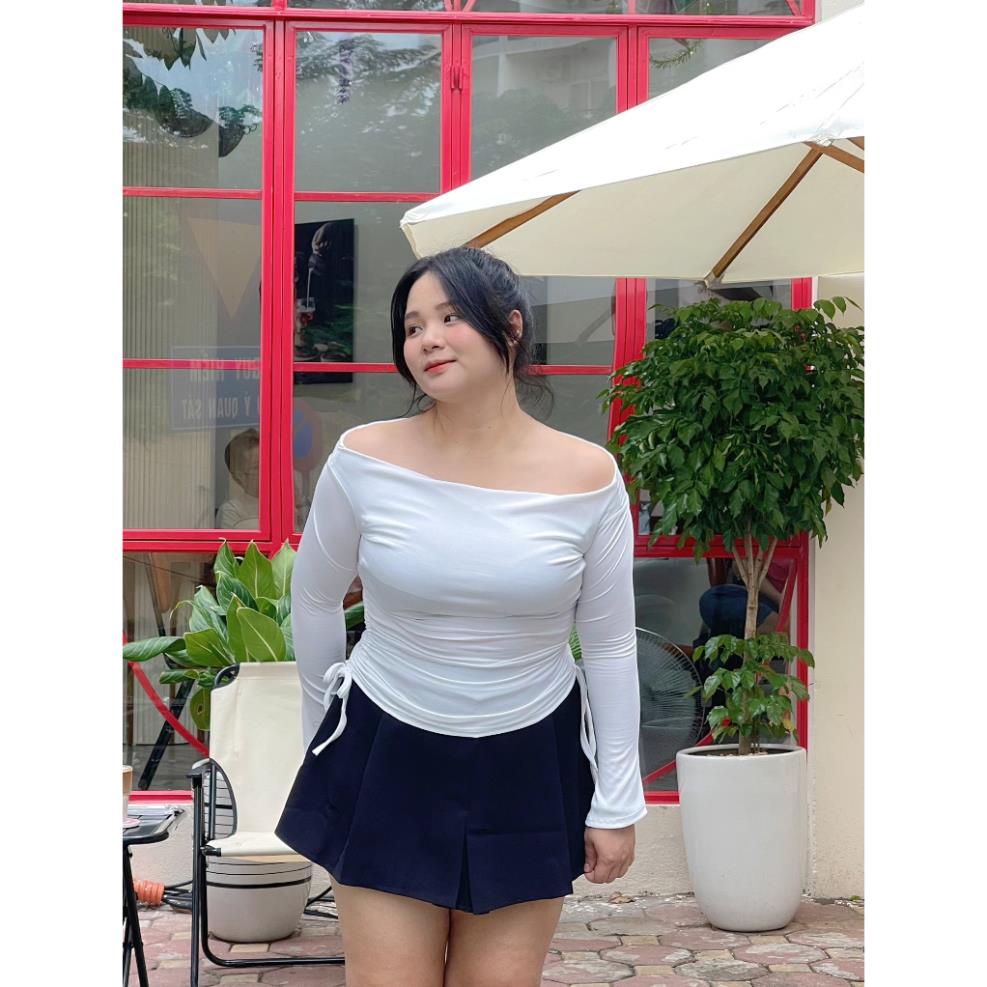 |KIM HOÀNG BIGSIZE| Áo thun dài tay vai kiểu dây rút 2 bên