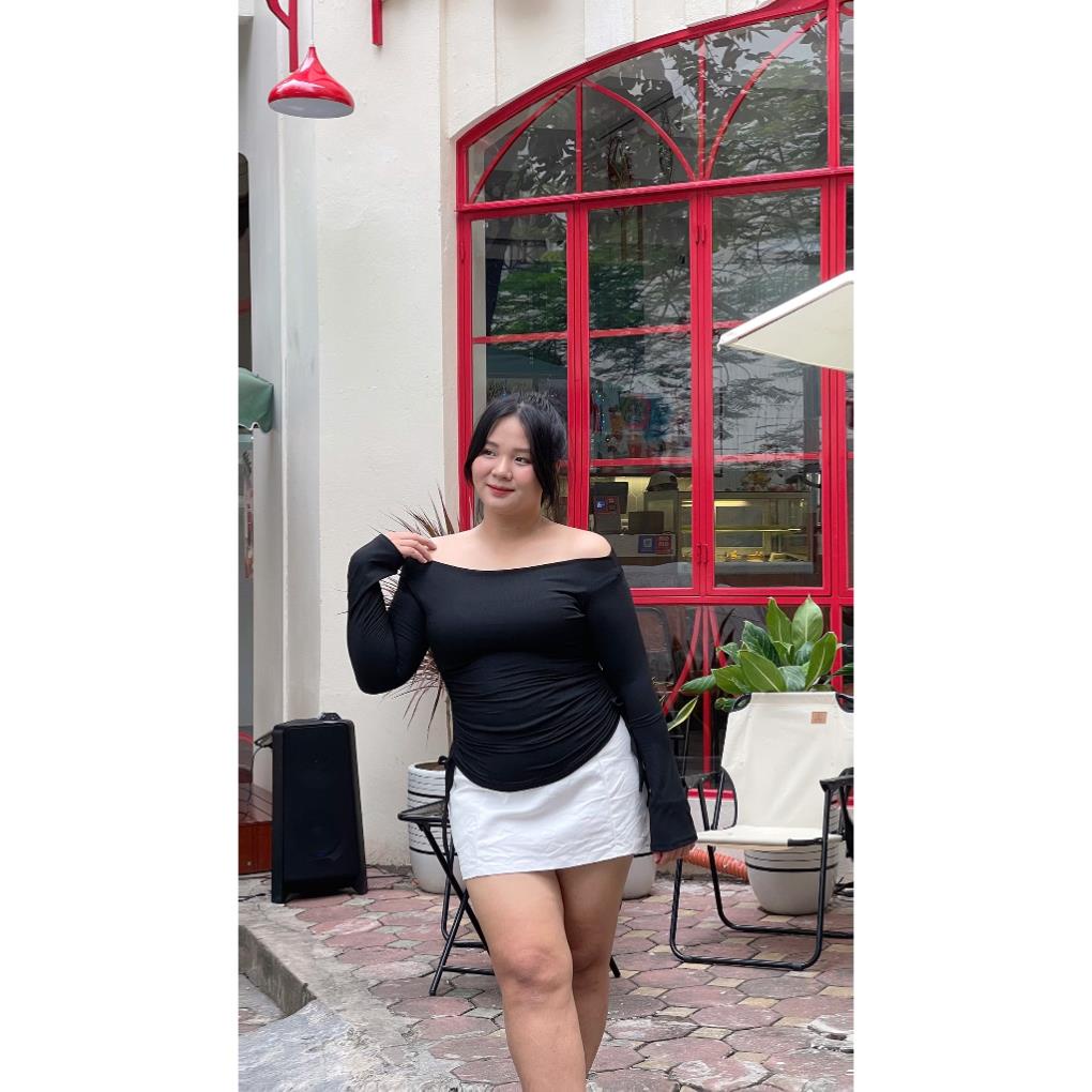 |KIM HOÀNG BIGSIZE| Áo thun dài tay vai kiểu dây rút 2 bên