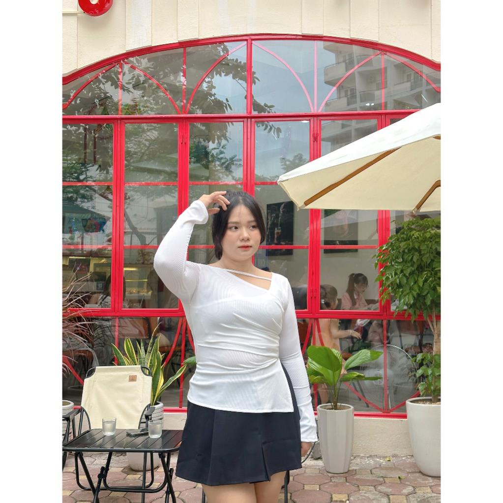 |KIM HOÀNG BIGSIZE| Áo thun dài tay vai kiểu dây rút 2 bên