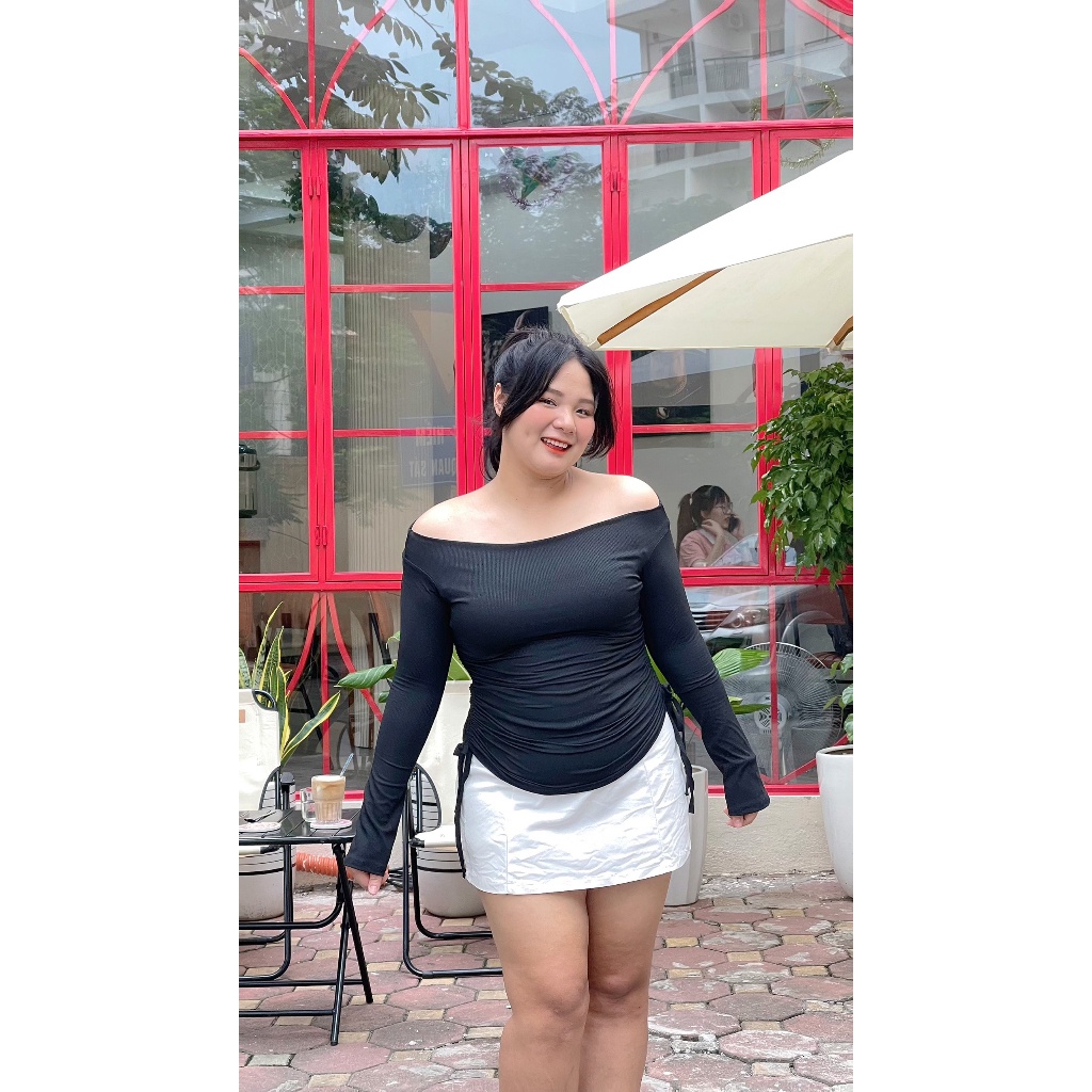 |KIM HOÀNG BIGSIZE| Áo thun dài tay vai kiểu dây rút 2 bên