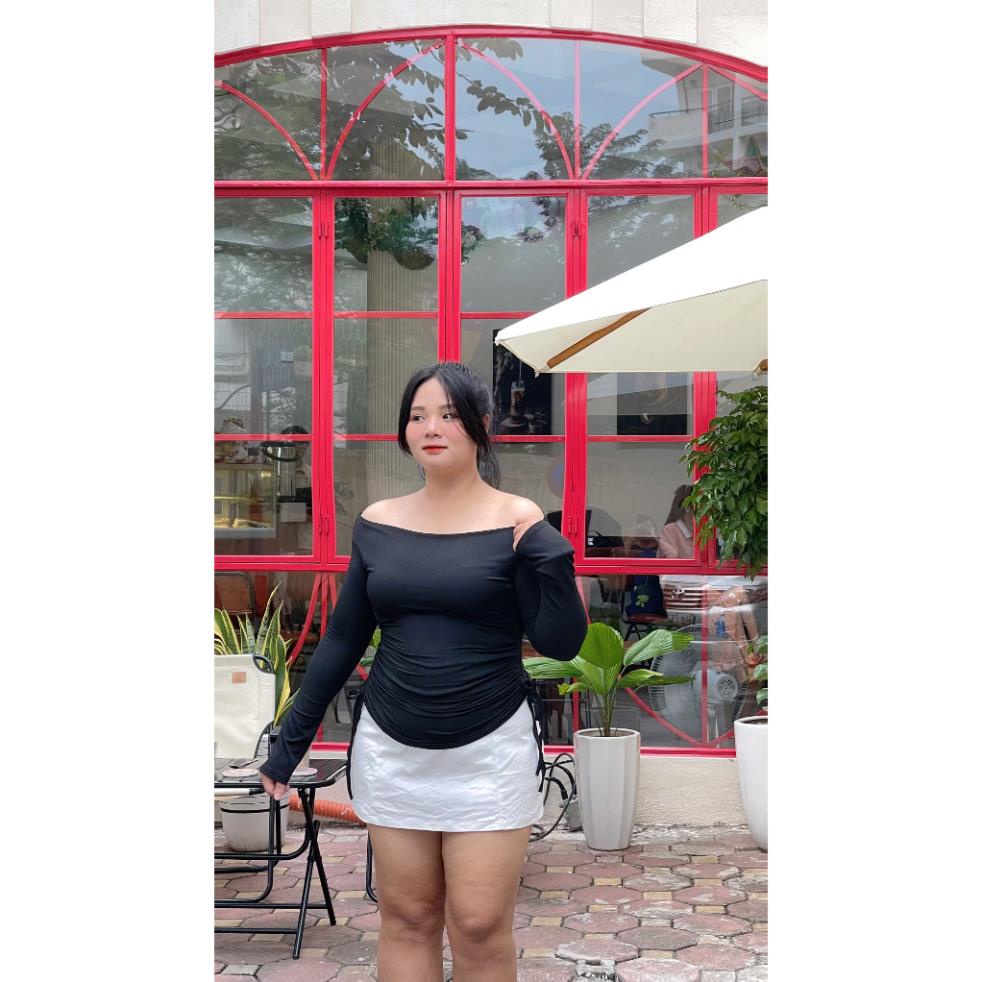 |KIM HOÀNG BIGSIZE| Áo thun dài tay vai kiểu dây rút 2 bên