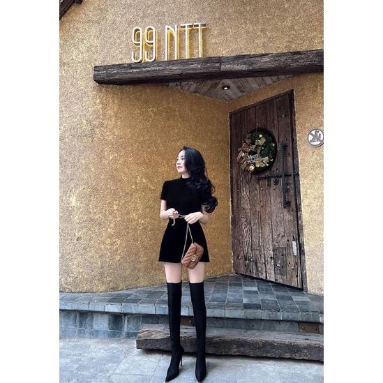 Jumsuit Nhung Đen Bigsize