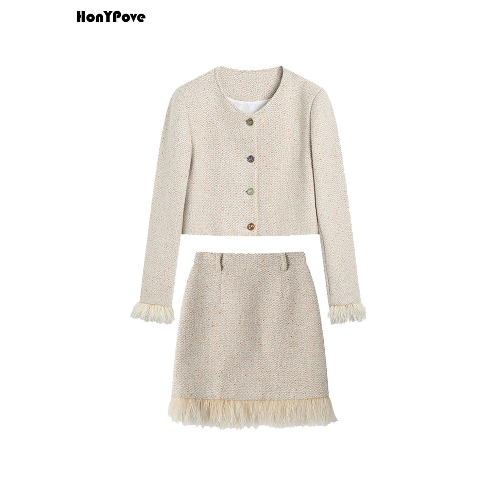 Bộ Áo Khoác + Chân Váy Tua Rua Phong Cách Mùa Xuân Mới Cho Nữ