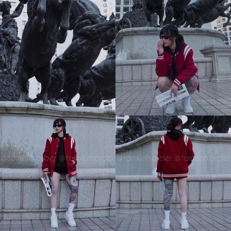 Áo khoác bomber sọc vai bóng chày, _Dricco .