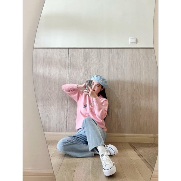 Áo len sweater thêu gấu form rộng QC cao cấp