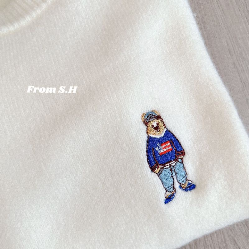 Áo len sweater thêu gấu form rộng QC cao cấp
