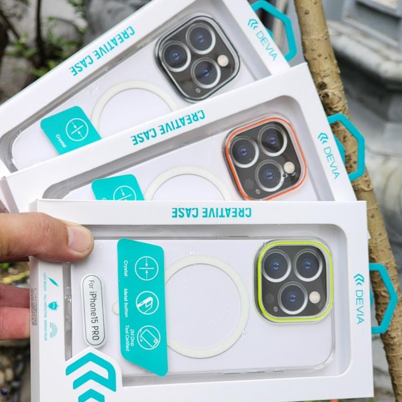 _Ốp lưng DEVEA trong hỗ trợ sạc viền camera màu cho iPhone 15 Pro max/ 15 Pro/ 15 Plus/ 15 chống sốc ôm máy