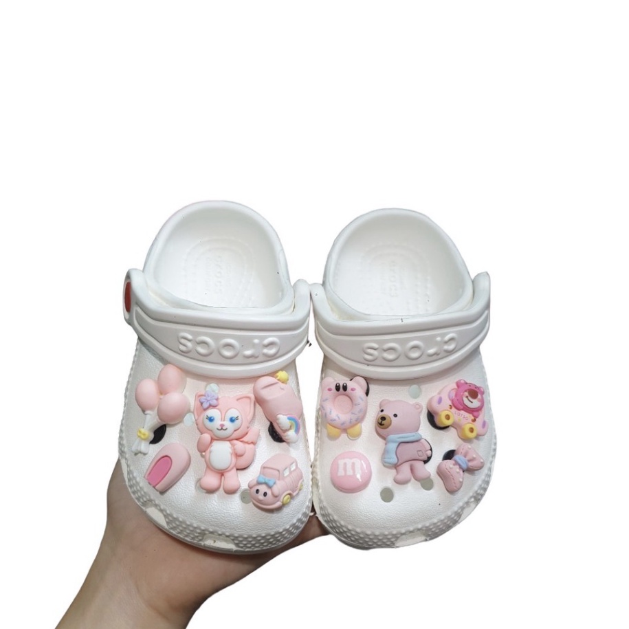 Depcrosss Sục cross cá sấu trắng full charm cho bé hàng xuất dư