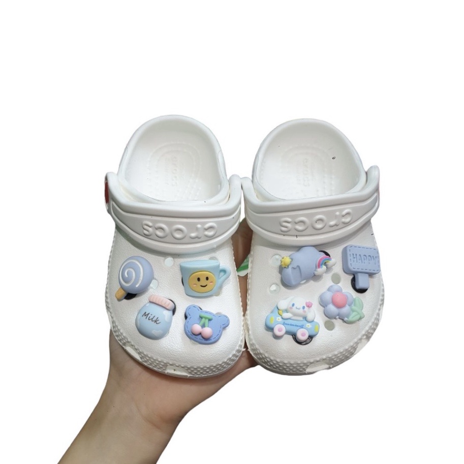 Depcrosss Sục cross cá sấu trắng full charm cho bé hàng xuất dư