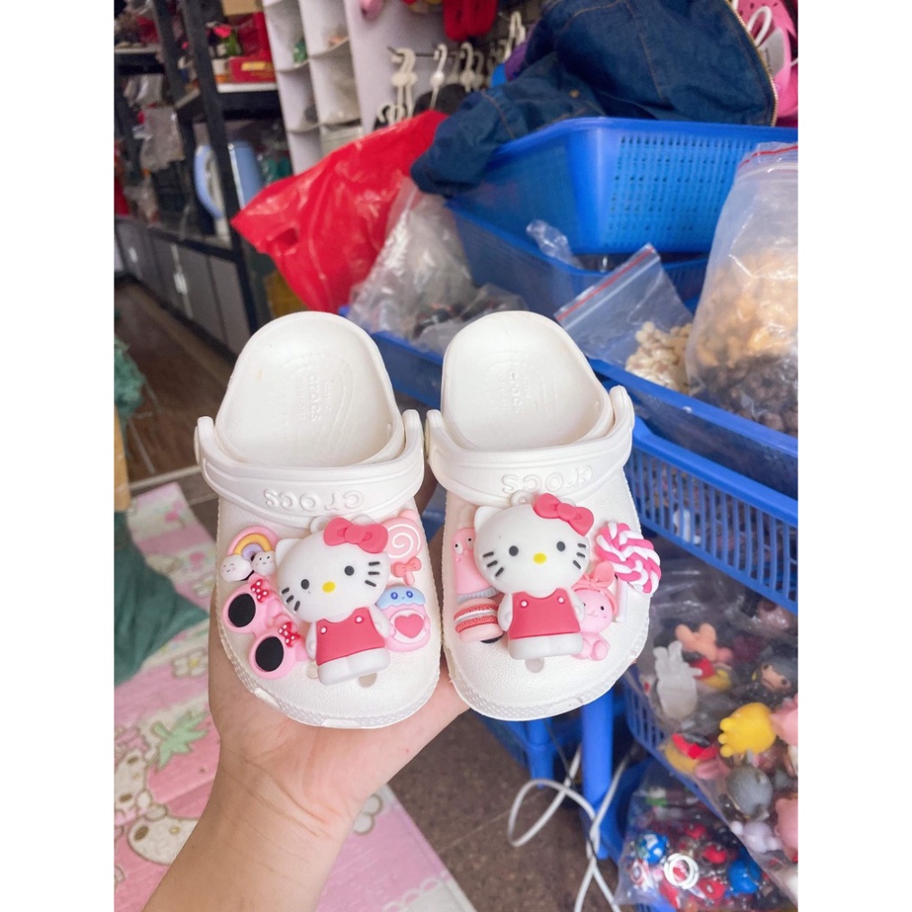 Depcrosss Sục cross cá sấu trắng full charm cho bé hàng xuất dư