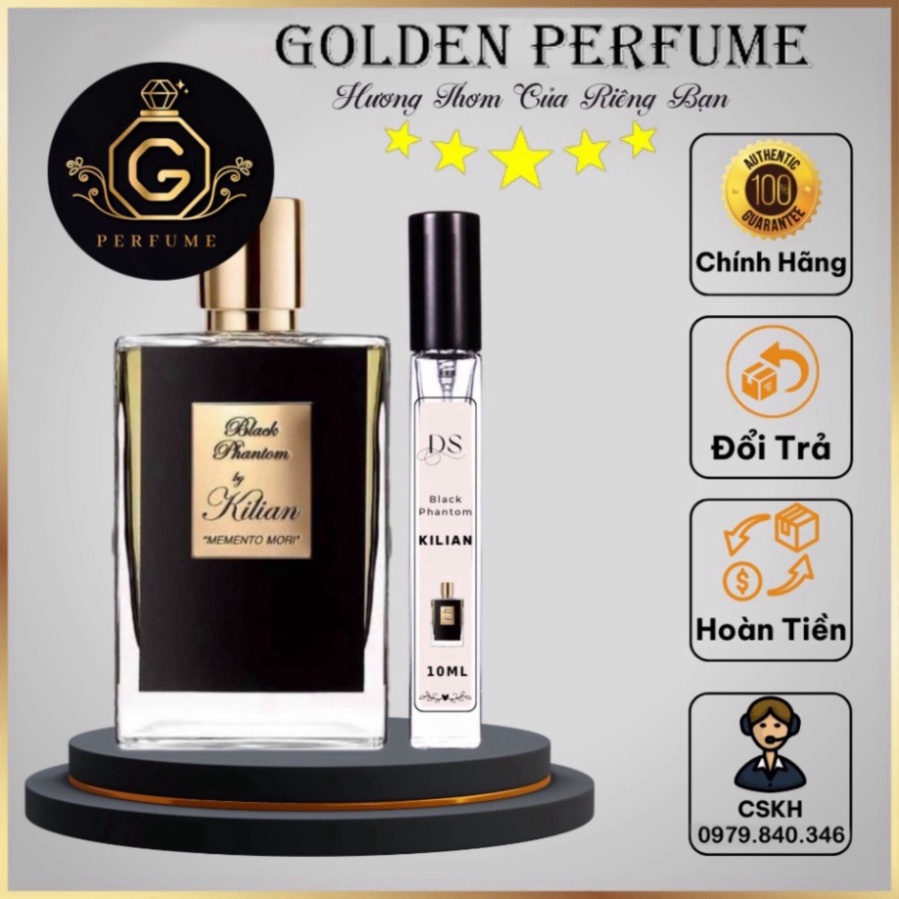 Nước Hoa Nam - Nữ chính hãng (Unisex) chiết 10ml Kilian Black Phantom Memento Mori - Golden Perfume