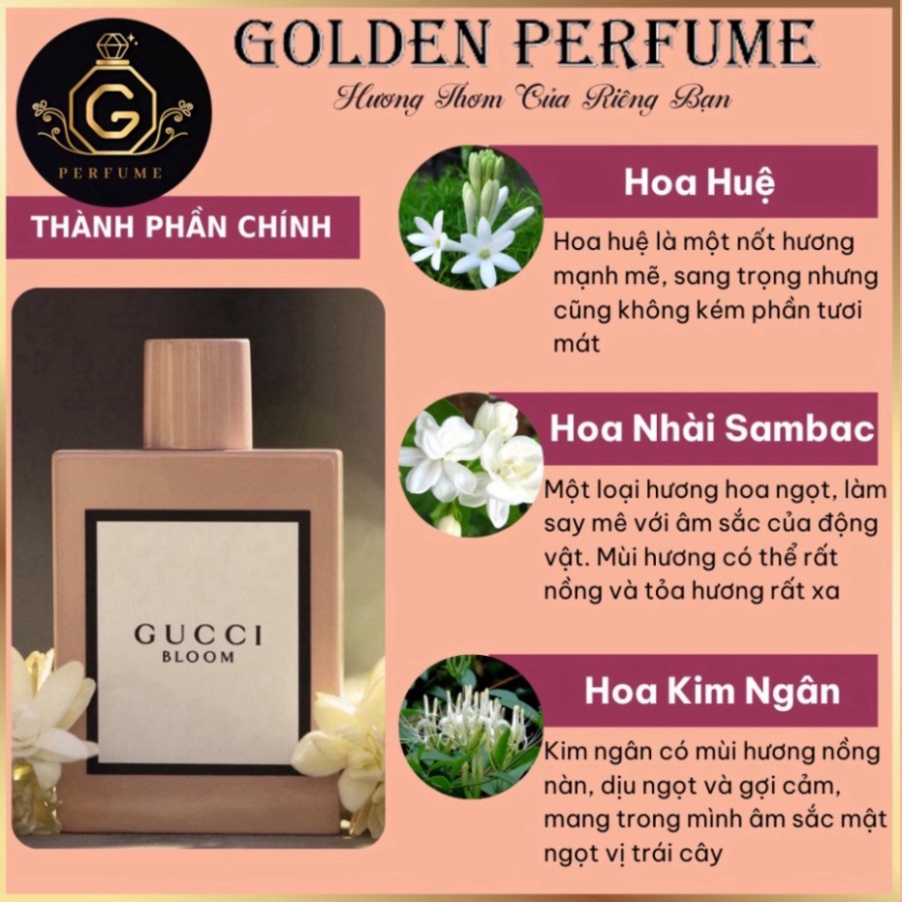 Nước Hoa Nữ chính hãng chiết 10ml Guc.ci Bloom eau De Parfum - Golden Perfume