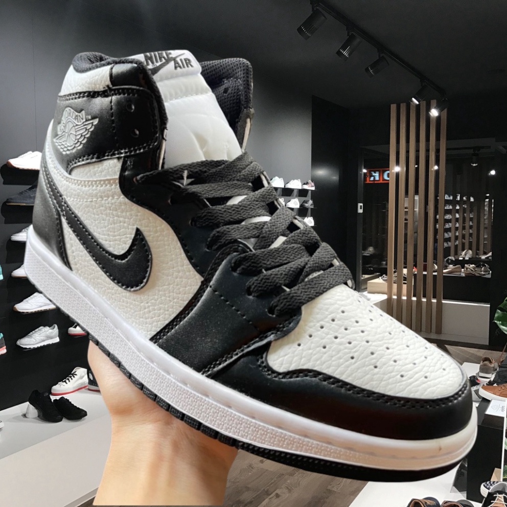 Giày Thể Thao JD Panda Cổ Cao Đen Trắng Cao Cấp Full Box , Giay Sneaker JD1 Đen Trắng Cao Cổ hottrend 2023