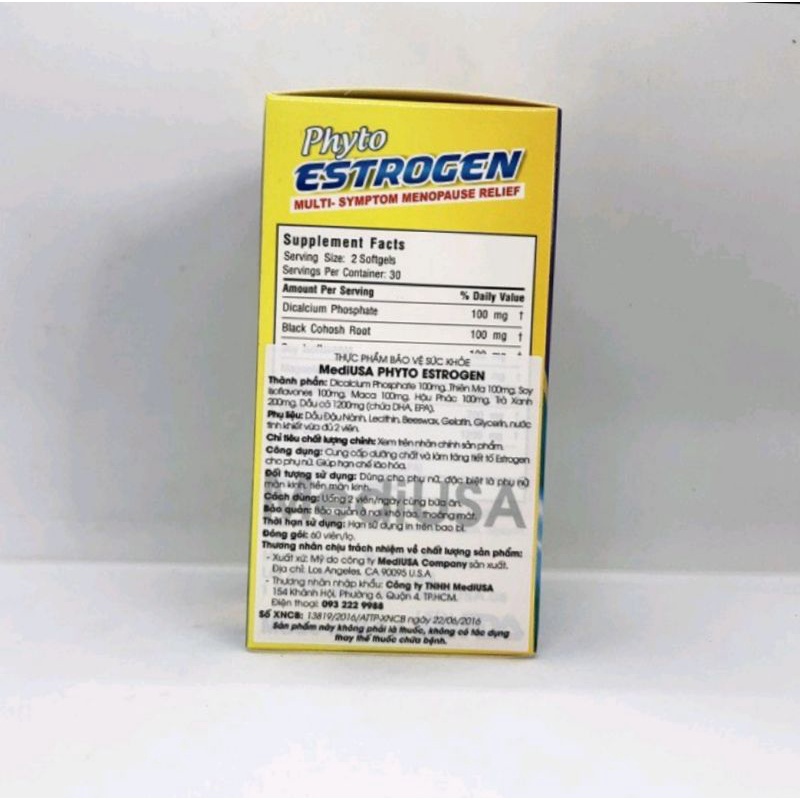 Viên uống nội tiết tố nữ, đẹp da MediUsa Phyto Estrogen ⚡ Tặng quà ⚡ Hộp 60v