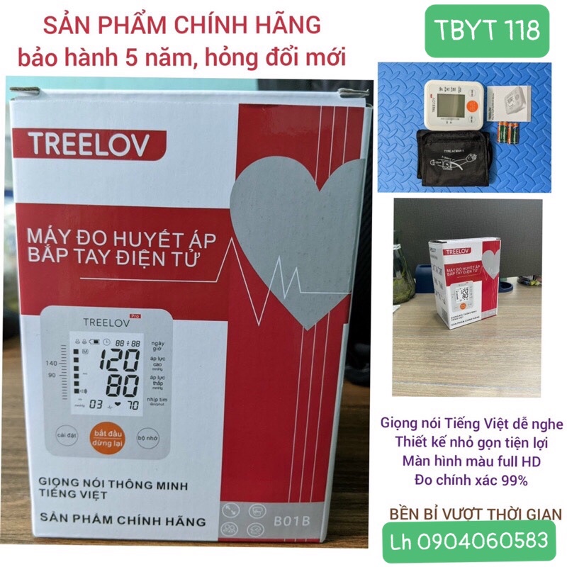 Máy đo huyết áp có giọng Treelov-B01b,Bảo hành 5 năm