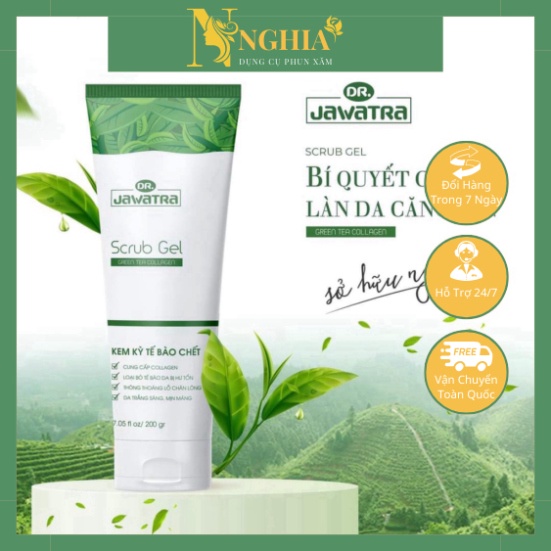 [GIÁ TỐT NHẤT]  Kem tẩy tế bào chết trà xanh collagen Jawatra 200g