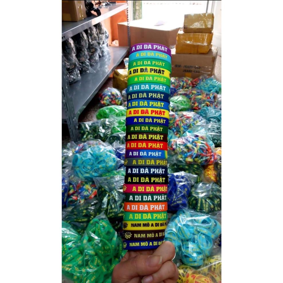 Vòng Tay A Di Đà Phật - Vòng Tay Cao Su In Chữ A Di Đà Phật màu ngẫu nhiên