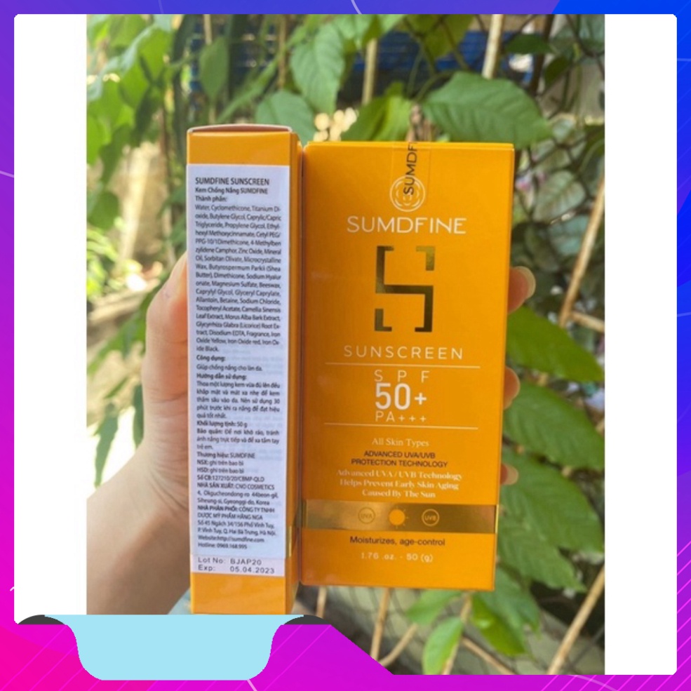 KEM chống chói SUMDFINE SUNSCREEN SPF 50+, PA +++