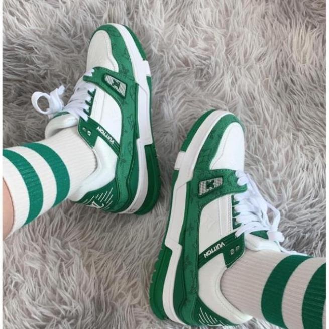 Giày sneaker LV Lo.uis Vui.tton Trainer Xanh than, Xanh Lá, Nâu, Giầy thể thao LV các màu mới nhất hot trend 2022