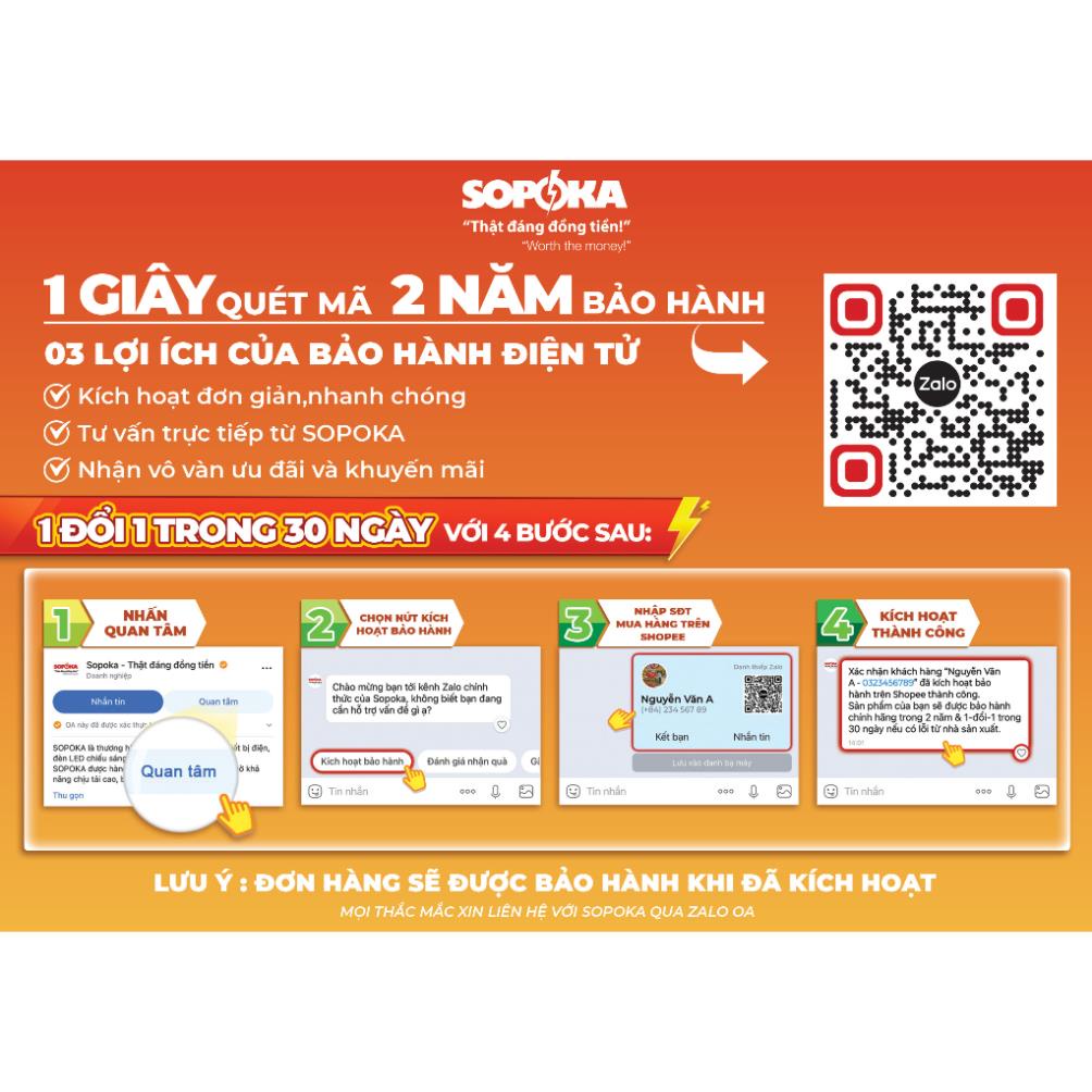 Phích cái siêu tải SOPOKA D3000W có dây 3m,5m chịu nhiệt, an toàn