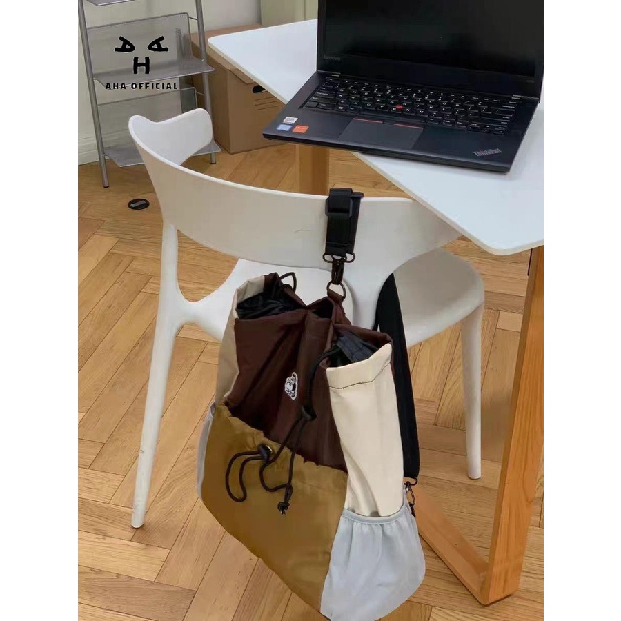 Aha Ba Lô Rút Dây Cỡ Lớn Màu Tương Phản Phong Cách retro Mùa Thu 2023