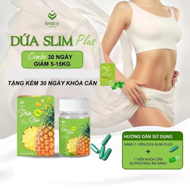 Giảm cân cực mạnh DỨA SLIM PLUS tặng kèm khoá cân 30 viên -giảm 5-10 kí sau 30 ngày
