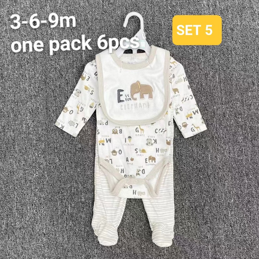 Bộ quần áo sơ sinh dài tay 3 chi tiết - Set Quần Áo Mũ cho bé sơ sinh