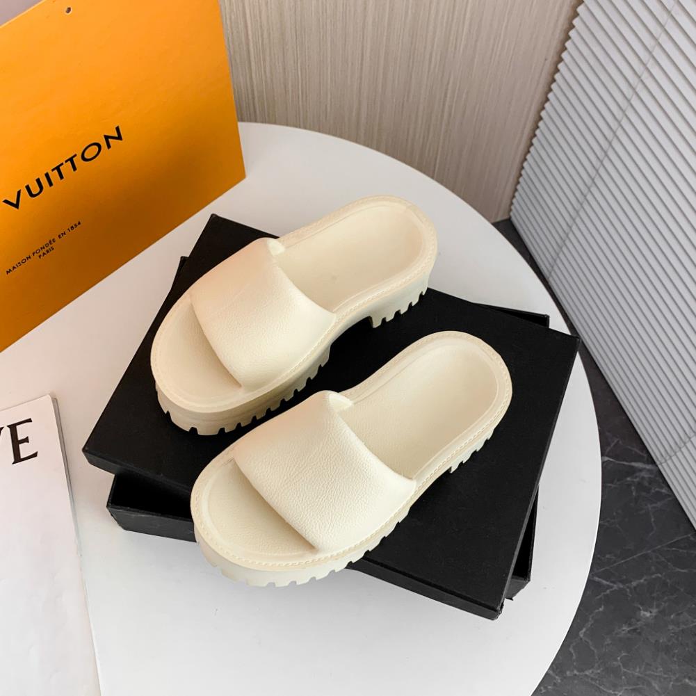 Dép nữ quai ngang đúc nguyên khối LUIS bản fullbox - Dép bánh mì đế cao sang xịn