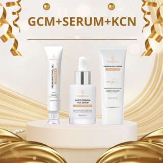 Bộ 3 giảm mụn, dưỡng trắng và chống nắng YAHERA Gồm gel chấm mụn 15g, serum dưỡng trắng 30g và kem chống nắng 50g