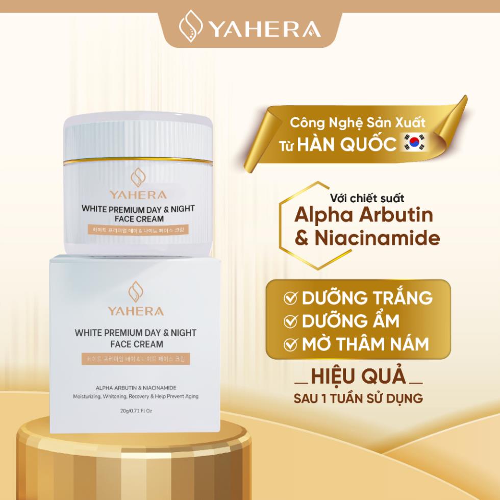 Bộ đôi dưỡng trắng ban đêm YAHERA Gồm serum dưỡng trắng 30g và kem dưỡng trắng da mặt 20g