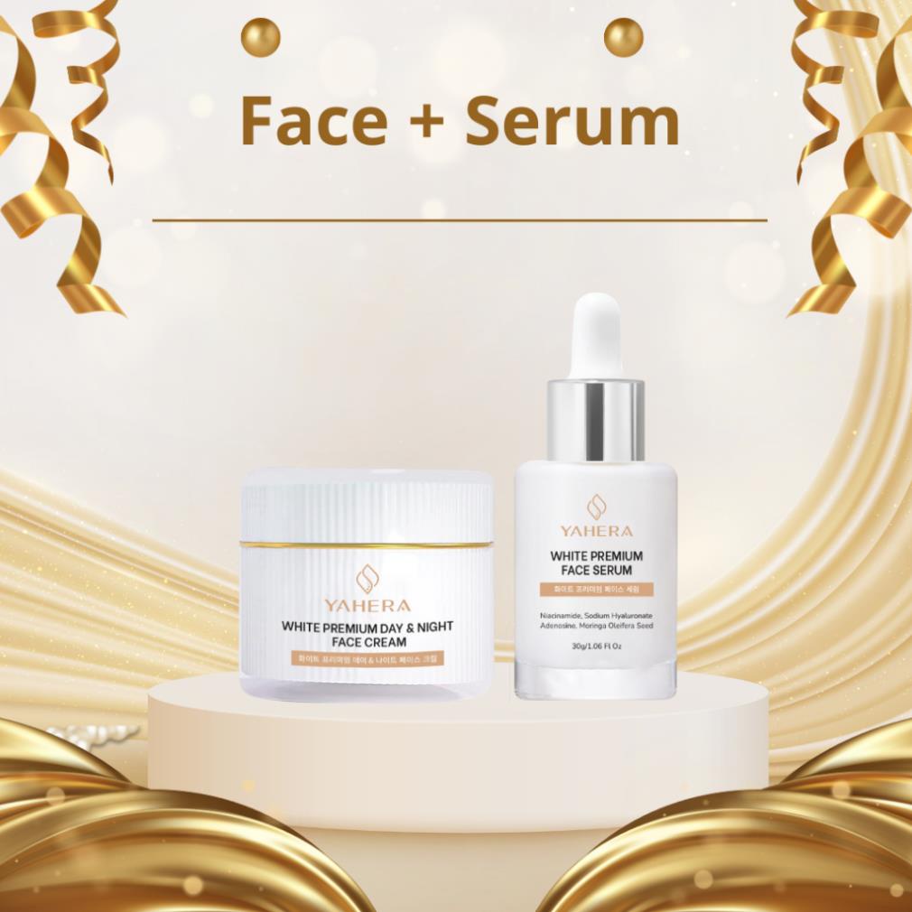 Bộ đôi dưỡng trắng ban đêm YAHERA Gồm serum dưỡng trắng 30g và kem dưỡng trắng da mặt 20g