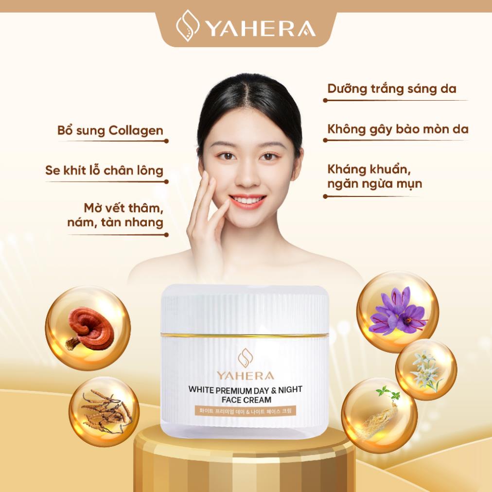 Bộ đôi dưỡng trắng ban đêm YAHERA Gồm serum dưỡng trắng 30g và kem dưỡng trắng da mặt 20g