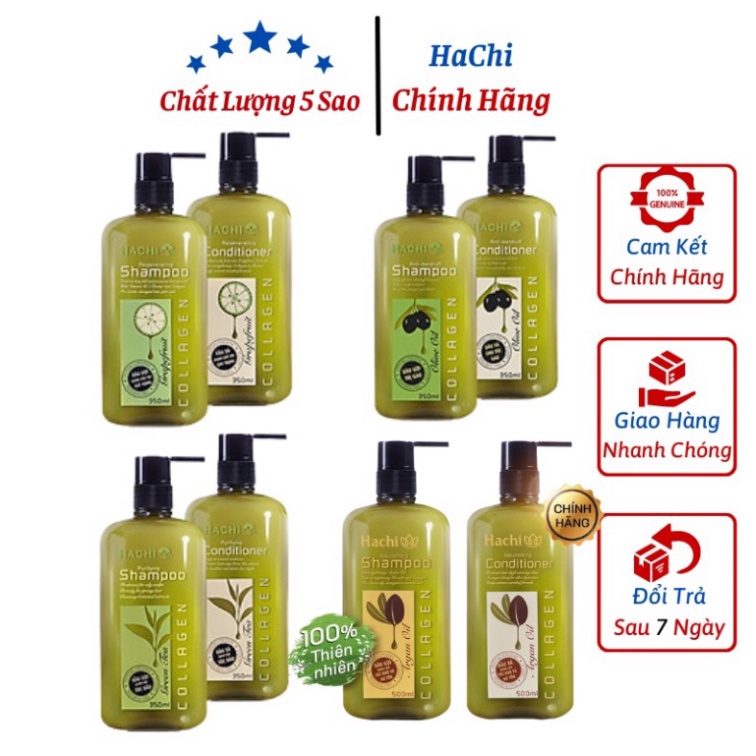 Dầu gội đầu cặp 500ml hachi collagen - Dầu gội, xả cao cấp chăm sóc tóc ngăn ngừa hư tổn, chống gàu, gãy rụng giúp mọc t