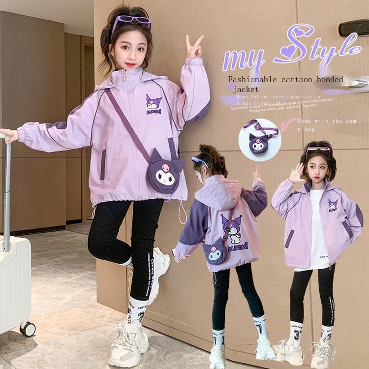 Áo Khoác Gió Phong Cách kuromi Hoạt Hình Thời Trang Xuân Thu 2023 Cho Bé Gái