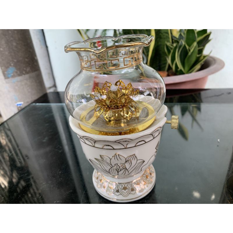 Đèn dầu thờ cúng gớm sứ hoa sen [Max99LSSALE1 giảm 10k đơn 99k