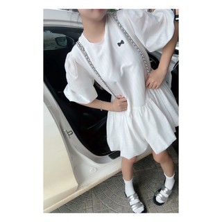 Jeny dress váy bèo nhún tay bo chun in nơ dập nổi AGUJA