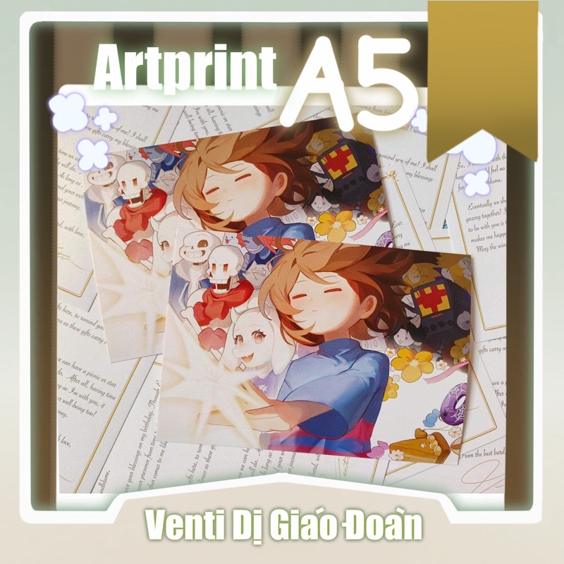 Undertale tranh in-kích thước A5.