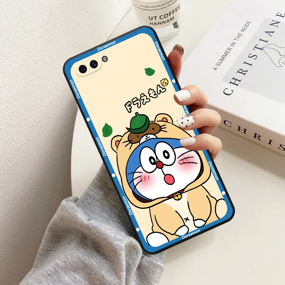 Ốp lưng Oppo A3s / A1k viền vuông TPU in hình Doraemon dễ thương