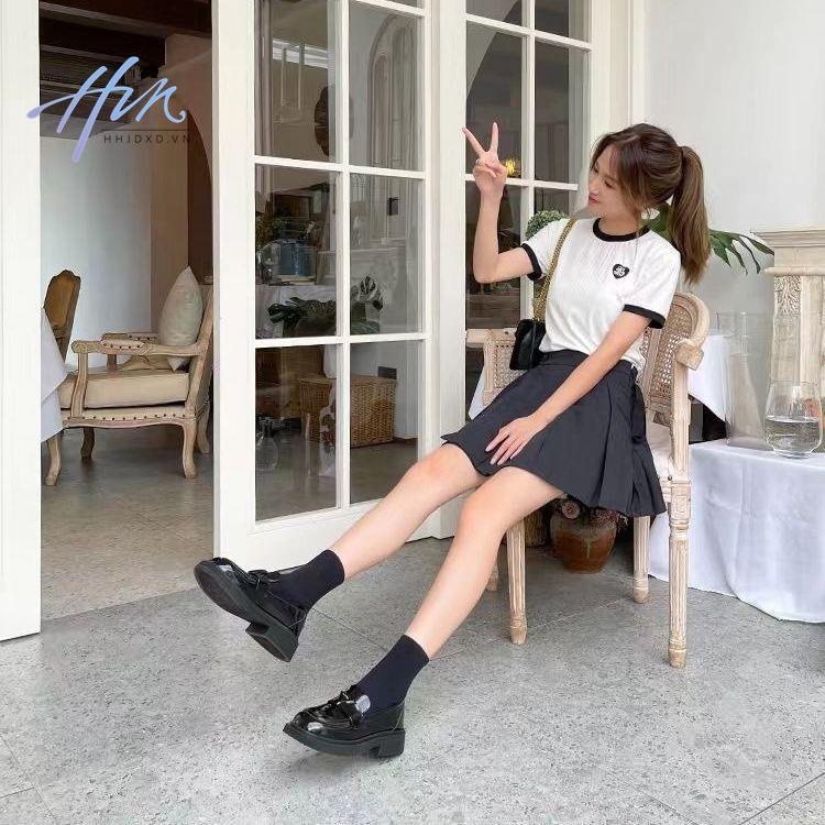 Giày Lười Da Đế Dày Mũi Tròn Phong Cách Anh Quốc Thời Trang Mùa Xuân 2023 Cho Nữ