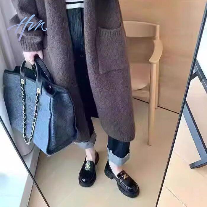 Giày Lười Da Đế Dày Cài Khóa Kim Loại Phong Cách Anh Quốc retro Thời Trang Mùa Xuân 2022 Cho Bạn Gái